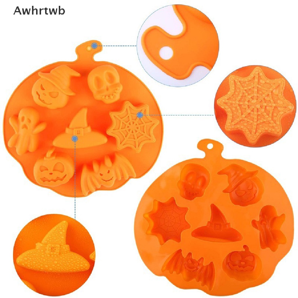 Khuôn Silicone 6 Lỗ Làm Bánh Tạo Hình Chủ Đề Halloween Tiện Dụng