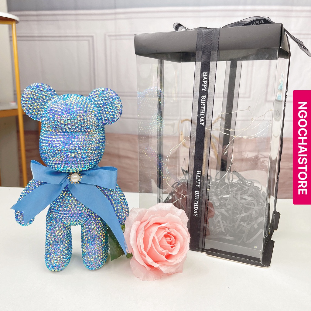 Gấu đính đá bearbrick handmade tự làm size 23 hottrend tiktok đủ màu sẵn hàng cho mọi lứa tuổi