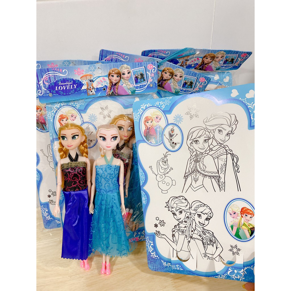 Đồ chơi búp bê Elsa Và Anna mẫu mới nhất tặng bút vẽ được các bạn thiếu nhi cực kỳ yêu thích