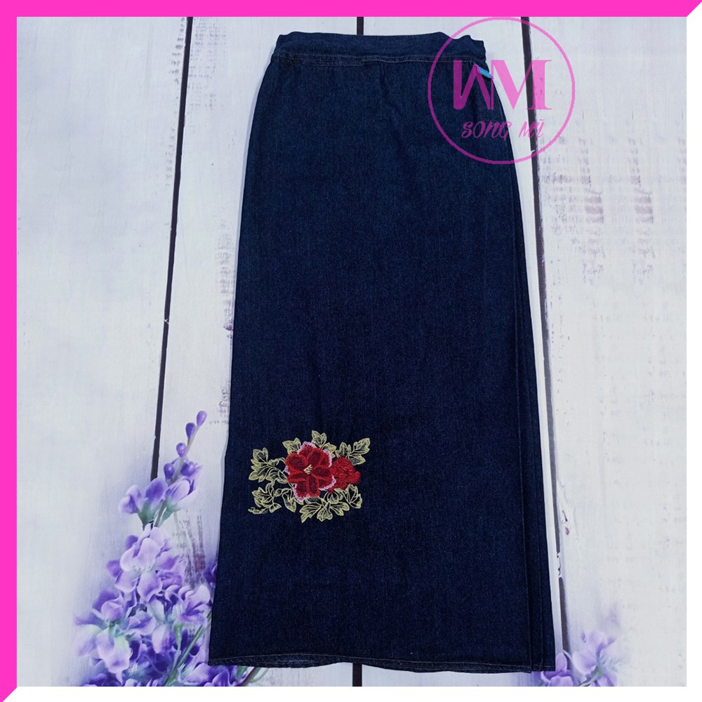 VÁY CHỐNG NẮNG NỮ CAO CẤP Chất Liệu Jean Mềm, Mịn Chống Tia UV 100% Thêu Hoa Hồng Tố Nữ Song Mỹ Shop