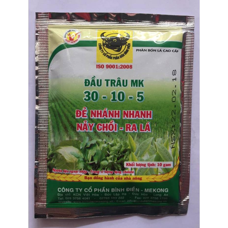 Phân Bón Nảy Mầm, Ra Lá Đầu Trâu MK 30-10-5 (Gói 10gr)