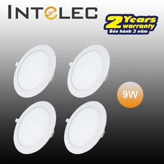 Bộ 4 đèn led âm trần (downlight) tròn INTELEC 9w, Trung Tính (Vàng - 4000K)