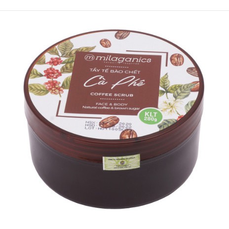 TẨY DA CHẾT MẶT VÀ TOÀN THÂN TỪ CHIẾT XUẤT CÀ PHÊ MILAGANICS 280G (DADA BEAUTY)