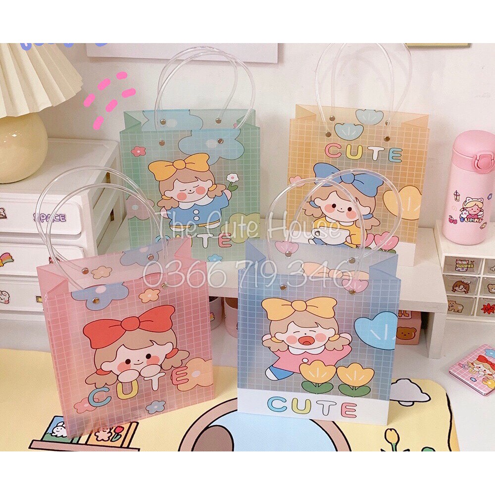 Túi Nhựa Trong Suốt Đựng Đồ/ Quà Tặng Đa Năng Tiện Dụng In Hoạ Tiết Hoạt Hình Đáng Yêu | BigBuy360 - bigbuy360.vn