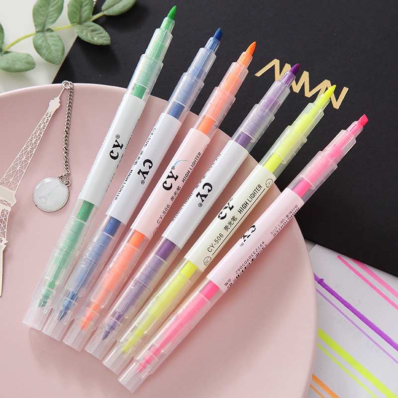 Set Bút nhớ highlight 2 đầu bộ 6 cây bút nhớ 2 đầu BUT001