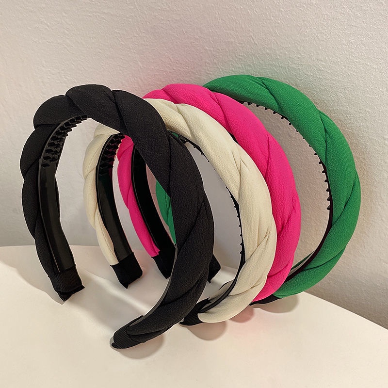 Băng đô cài tóc bằng vải bản rộng kiểu Pháp