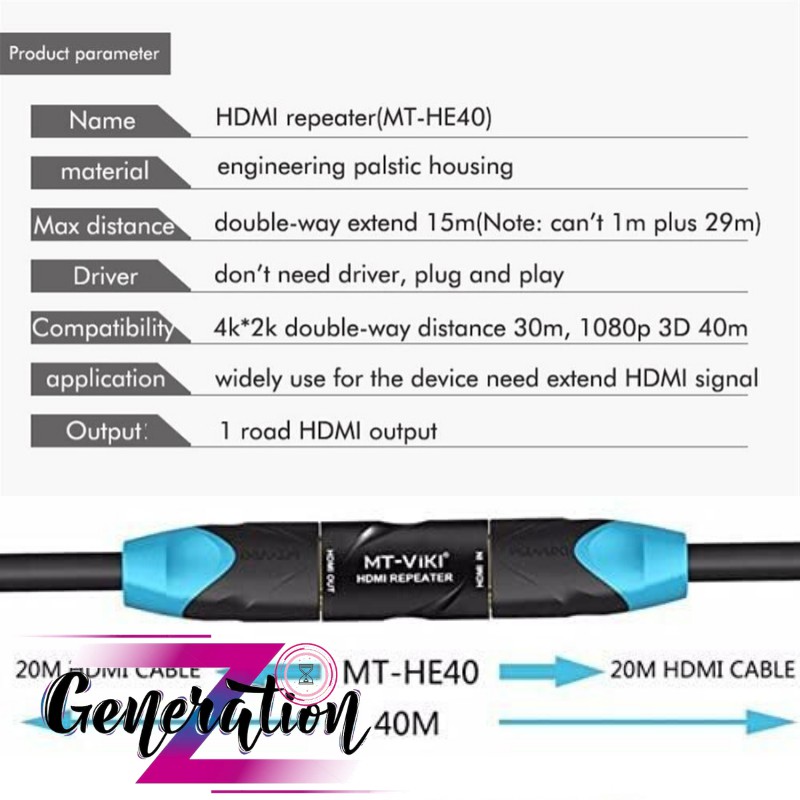 ĐẦU NỐI HDMI 2 ĐẦU ÂM MT-VIKI 4KX2K (MT-HE40)