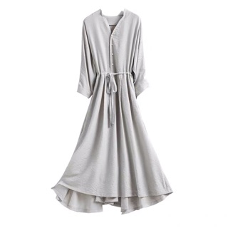 {order bigsize,M-4xl}Váy dáng dài rút dây buộc nơ eo