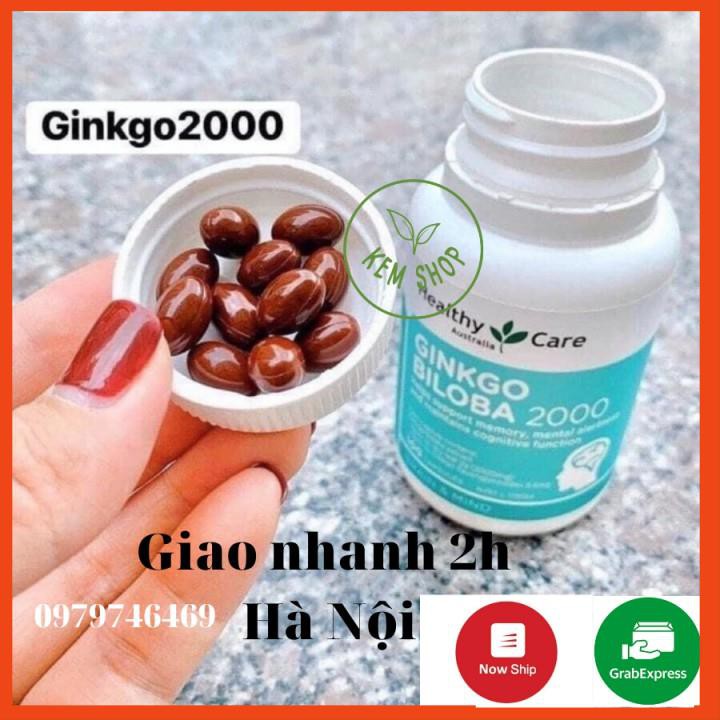 [HÀNG CHÍNH HÃNG] Bổ não Ginkgo Biloba 2000 Healthy Care, viên uống bổ não, tuần hoàn máu não, 100 viên, Mẫu mới