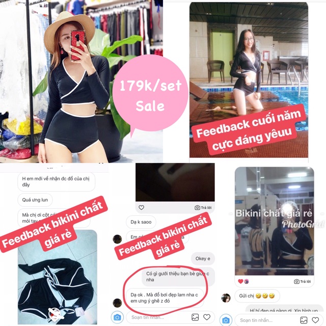 Đồ bơi bikini quấn dây tay dài kín sexy quần cạp cao | BigBuy360 - bigbuy360.vn