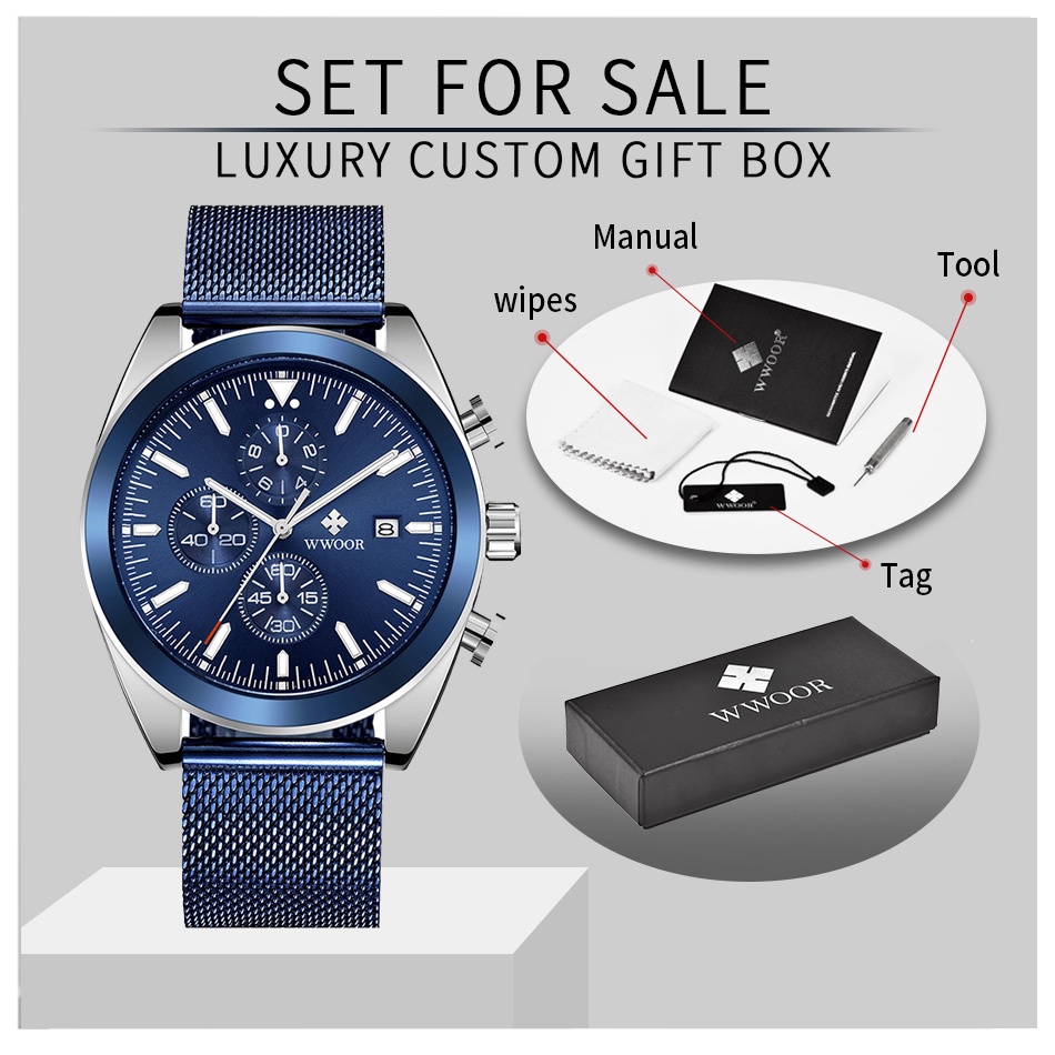 Đồng Hồ Thể Thao WWOOR Reloj Hombre-8838 Chống Nước Sang Trọng Cho Nam