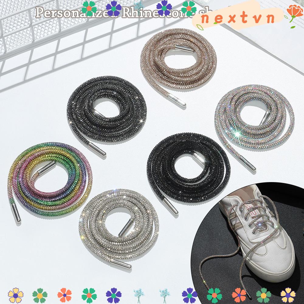 NEXTSHOP 1PC Luxury|ShoeLaces Fashion Bright Strings Diamond Shoe Laces Accessories DIY Cross Braiding Strap Drawstring Sneakers Laces/Multicolor