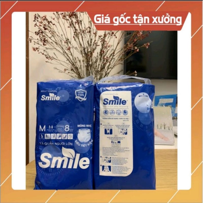 TẢ BĨM QUẦN NGƯỜI LỚN SMILE bộ 80 miếng tã bỉm mềm mỏng kháng khuẩn thấm hút size M 80 miếng L 70 miếng từ 40_85kg