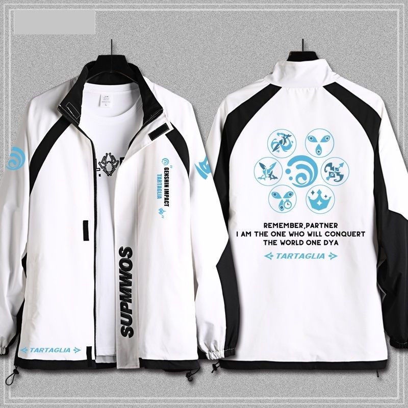 Genshin Va Chạm Tartaglia Áo Khoác sweater Cổ Đứng Hình Đôi Mắt Thần Cho Thanh Thiếu Niên Nam Và Nữ