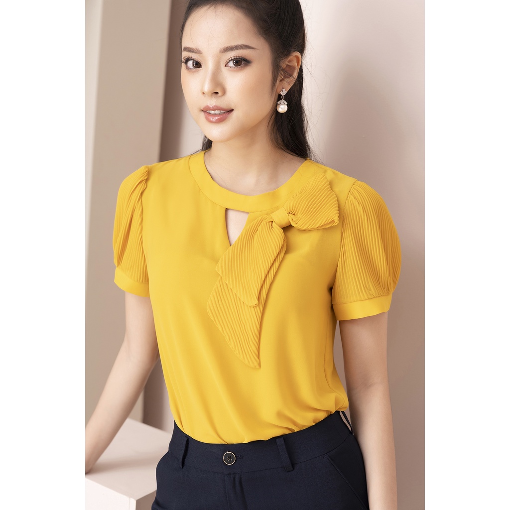 Áo Sơ Mi Thiết Kế Nữ Cao Cấp LUPERI Dáng Suông, Cổ Khoét Có Nơ Kiểu, Phù Hợp Với Nhiều Loại Trang Phục LFSM1208