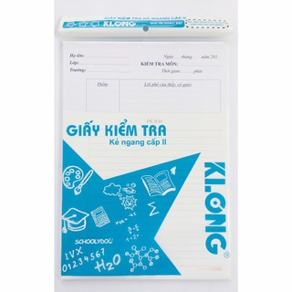 Giấy kiểm tra cấp II KLong  B5 (25 tờ); MS 277 - sỉ ib
