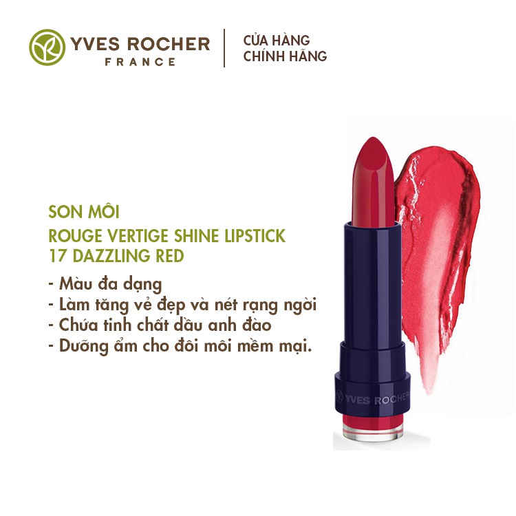 Son Môi Yves Rocher Rouge Vertige Brilliant Shine Lipstick 17 Dazzling Red - 3.5g