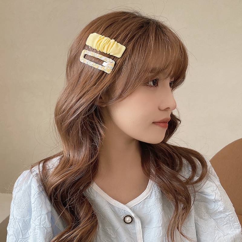 Kẹp tóc bằng vải họa tiết hoa phong cách Hàn Quốc dễ thương xinh xắn cho nữ