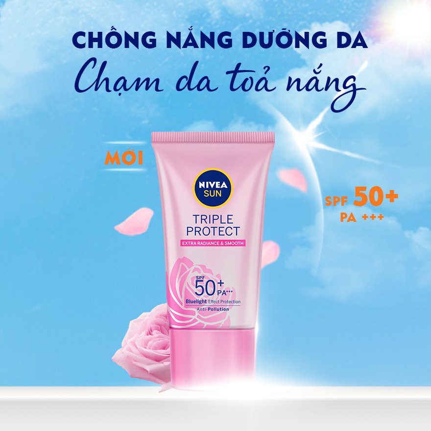 Kem Chống Nắng Nivea Hokkaido Rose Extra Radiance And Smooth Dưỡng Sáng Mịn Da SPF50+ PA+++ 40ml