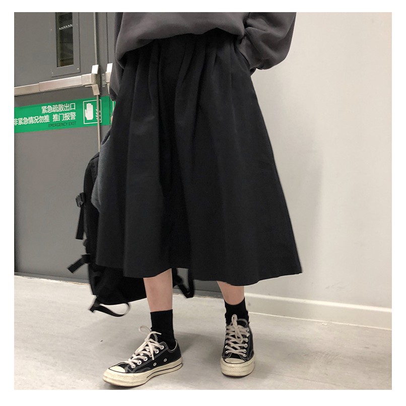 [Có sẵn] SKIRT - Váy dài vải Kaki lưng thun kèm khoá kéo Kawaii.vn (2 màu)