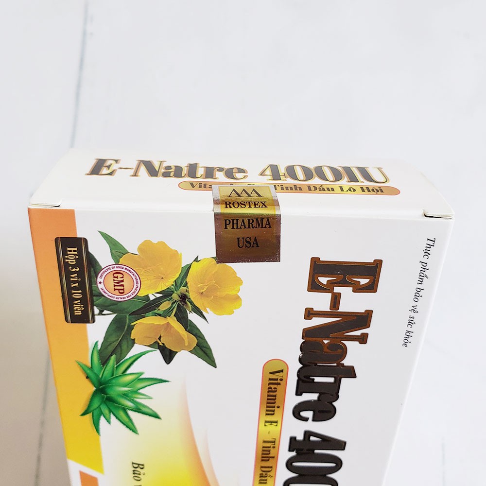E–Natre 400IU Bổ sung vitamin E, giúp bảo vệ và hạn chế lão hóa da, giúp làm đẹp da hộp 30 viên