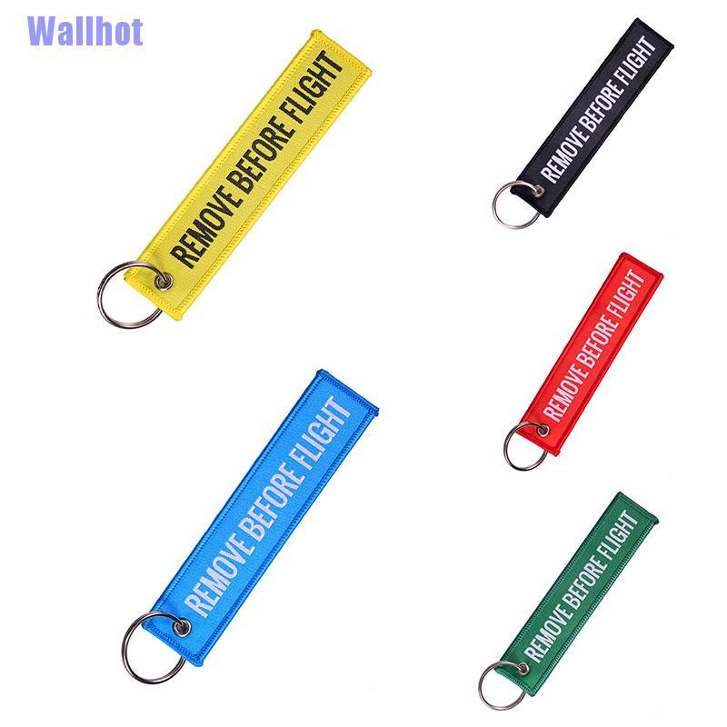 Móc khóa dải dây thêu chữ Remove Before Flight kích thước 13x3cm thời trang