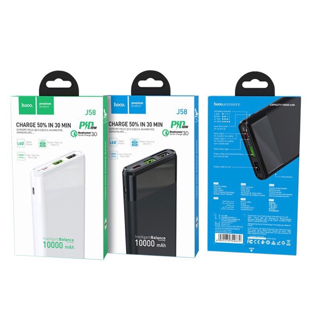 Sạc Dự Phòng Hoco J58 - 10.000 mAh PD + QC3.0