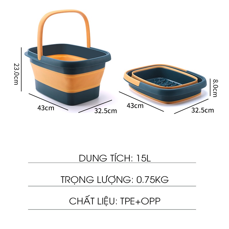 Bồn ngâm chân tiện dụng có thể gấp gọn dung tích 10 lít