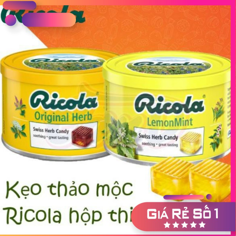 Kẹo Thảo Mộc Ricola Hộp Thiếc Lemon Mint / Original Herbs 100g