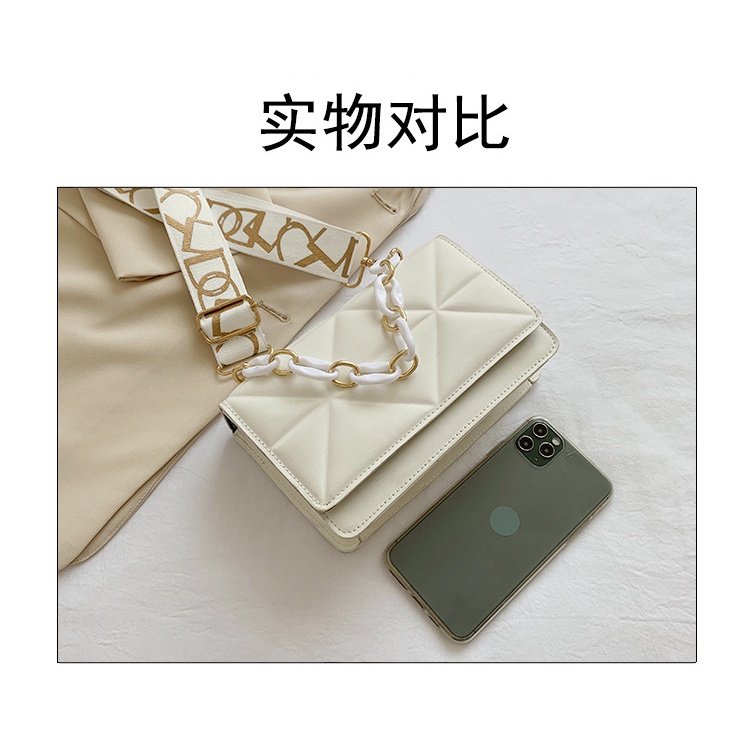 Túi đeo chéo JASMIN NOIR bằng da PU nắp lật phối dây xích thời trang dành cho nữ
