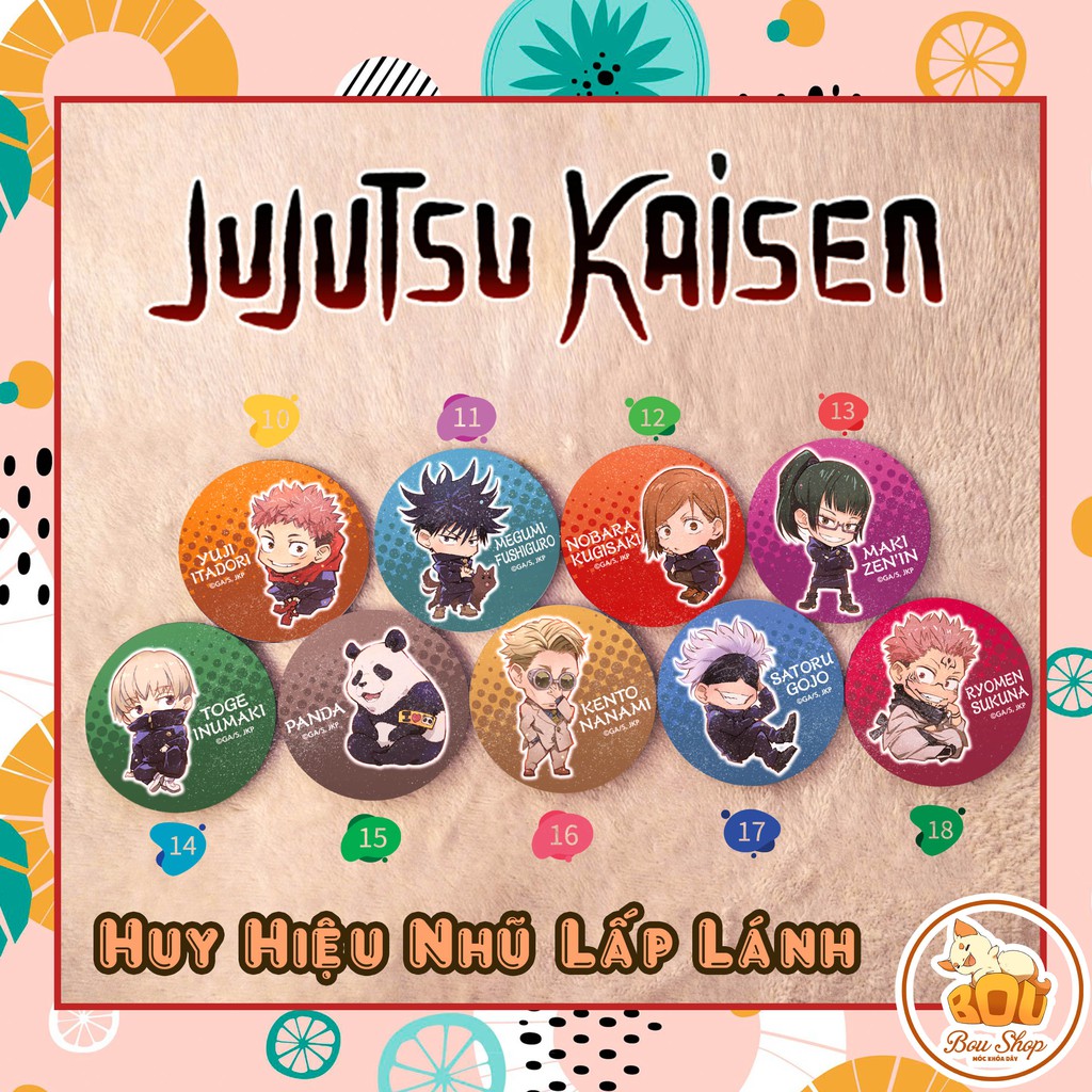 Huy hiệu nhũ lấp lánh Jujutsu Kaisen - Vật Thể Bị Nguyền Rủa Anime Pin Goods