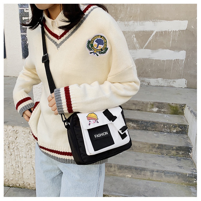 Túi Đeo Chéo Vai Đựng Điện Thoại Bằng nylon Họa Tiết Hoạt Hình Đơn Giản Phong Cách retro Hợp Xu Hướng Mới Cho Nữ Sinh