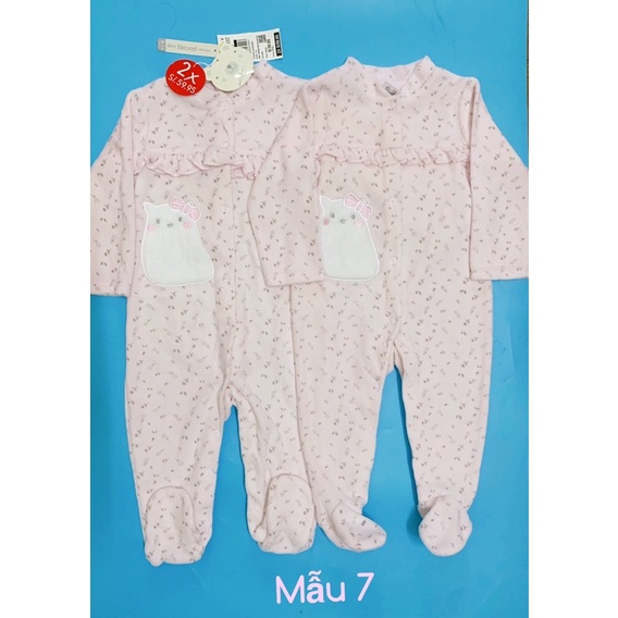 Sleepsuit nỉ nhung HARVEST xuất dư, bộ body nỉ dài tay liền tất cho bé trai và bé gáiy