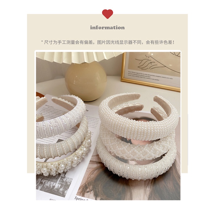 Băng Đô Cài Tóc Bản Rộng Đính Ngọc Trai Sang Trọng Thời Trang Cho Nữ