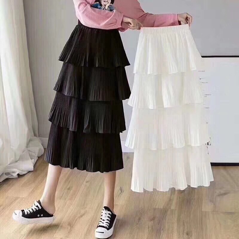 Chân váy MIDI 4 tầng dập ly cho bạn gái tự tin toả sáng - SCXV12