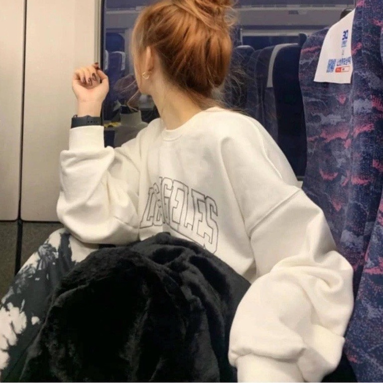 Áo sweater chất cotton da cá in chữ form rộng tay bo vanmiushop