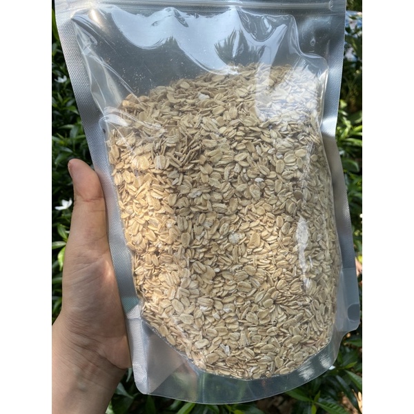 1kg yến mạch khô cán mỏng, nguyên chất nguyên cán (giảm cân, ngăn béo phì) đóng túi zip bạc