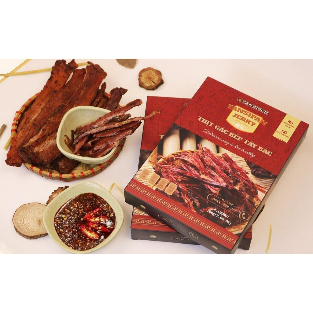 Thịt Lợn Gác Bếp Tây Bắc Fansipan Hộp 200g Tặng Kèm 2 Gói Chẩm Chéo