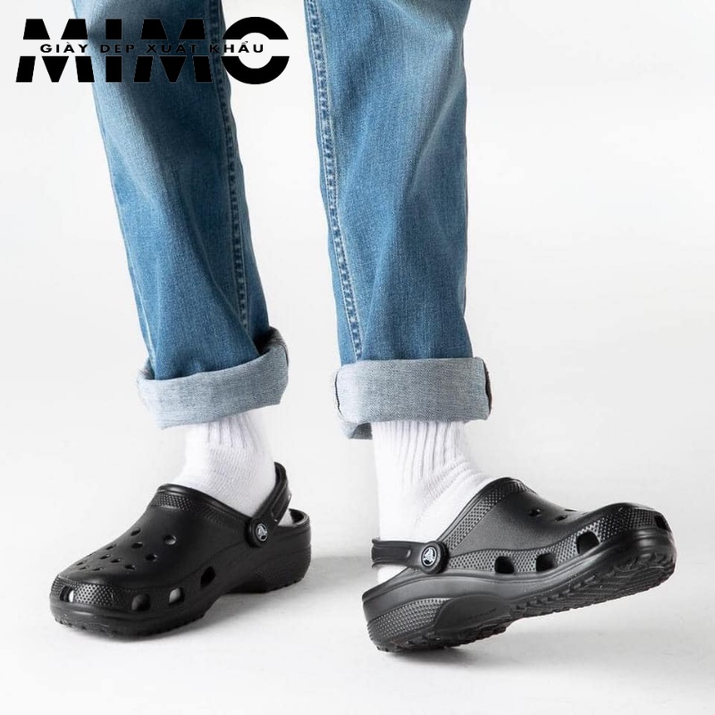 [Tặng 10 jibit] - Sục Clasic màu đen, dép sục nhựa đi mưa, êm nhẹ, bền đẹp, chống trơn trượt cho nam nữ