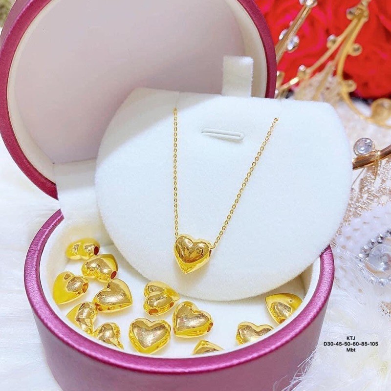 Dây chuyền tim phồng mẫu quốc dân vàng 10kara