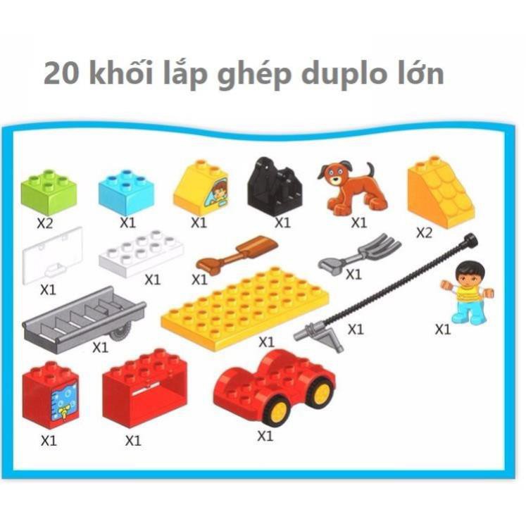 Bộ đồ chơi lắp ghép xếp hình cứu hỏa/ quầy bán hàng 20 mảnh smoneo duplo Toyshouse - 77002