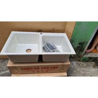 Chậu rửa chén đá nhân tạo 2 hộc trắng