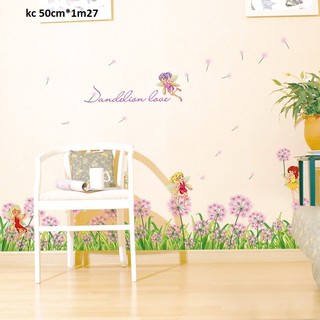decal dán tường hàng rào hoa tím