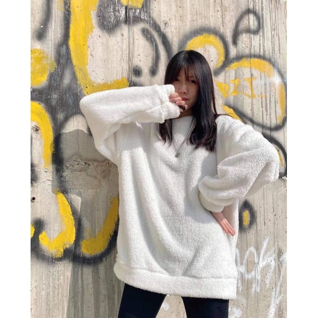 Áo Sweater lông trơn dáng unisex form rộng [FRESSHIP]