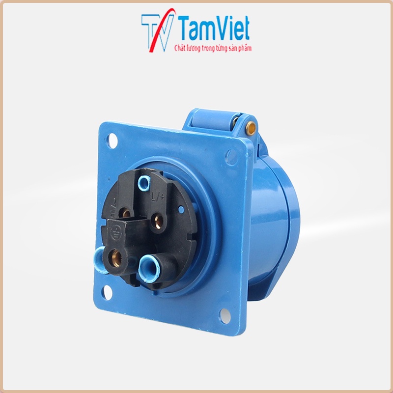 Ổ cắm điện công nghiệp 1 pha, ổ cắm điện gắn âm 16A, 32A 3 chấu 220V