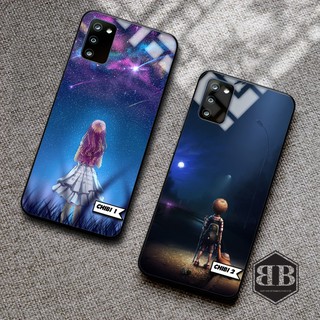 Ốp lưng kính cường lực Samsung Galaxy A02s ảnh chibi