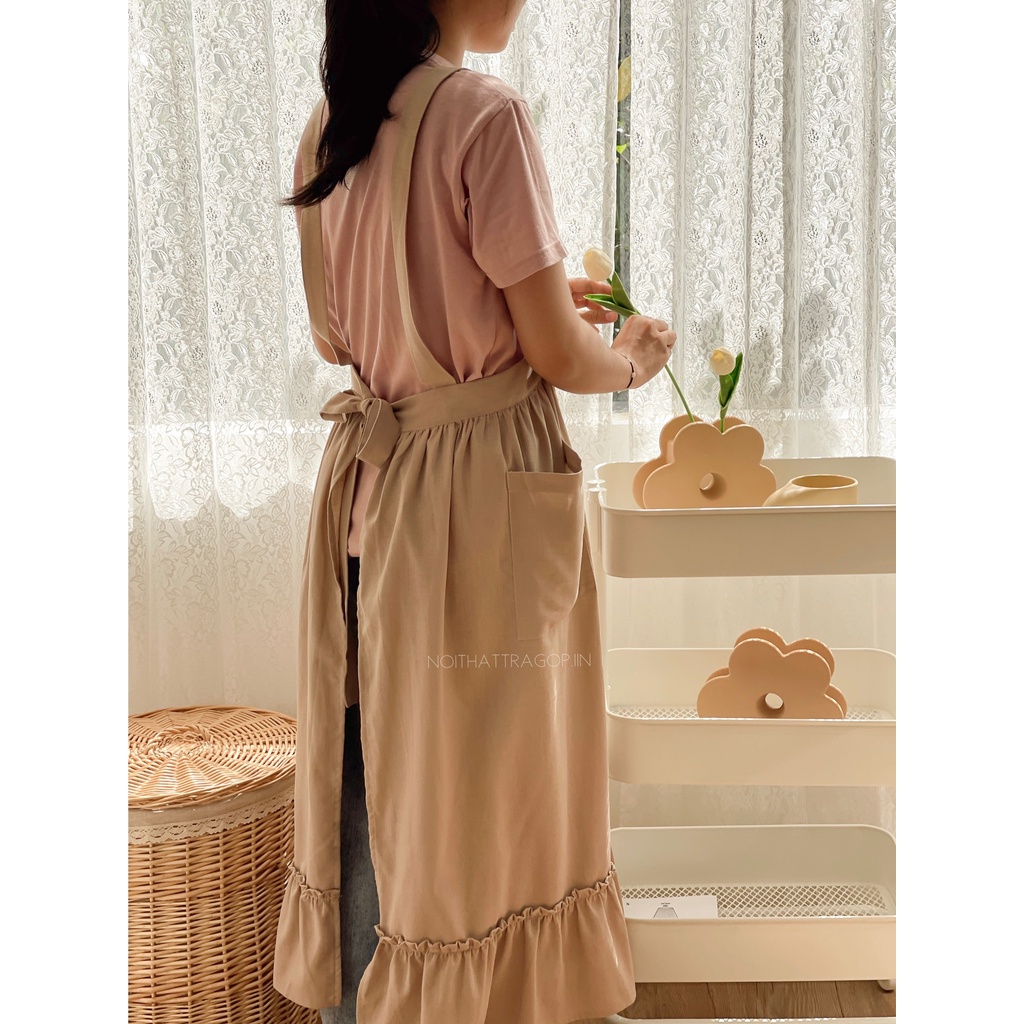 tạp dề linen thêu tay - không thêu