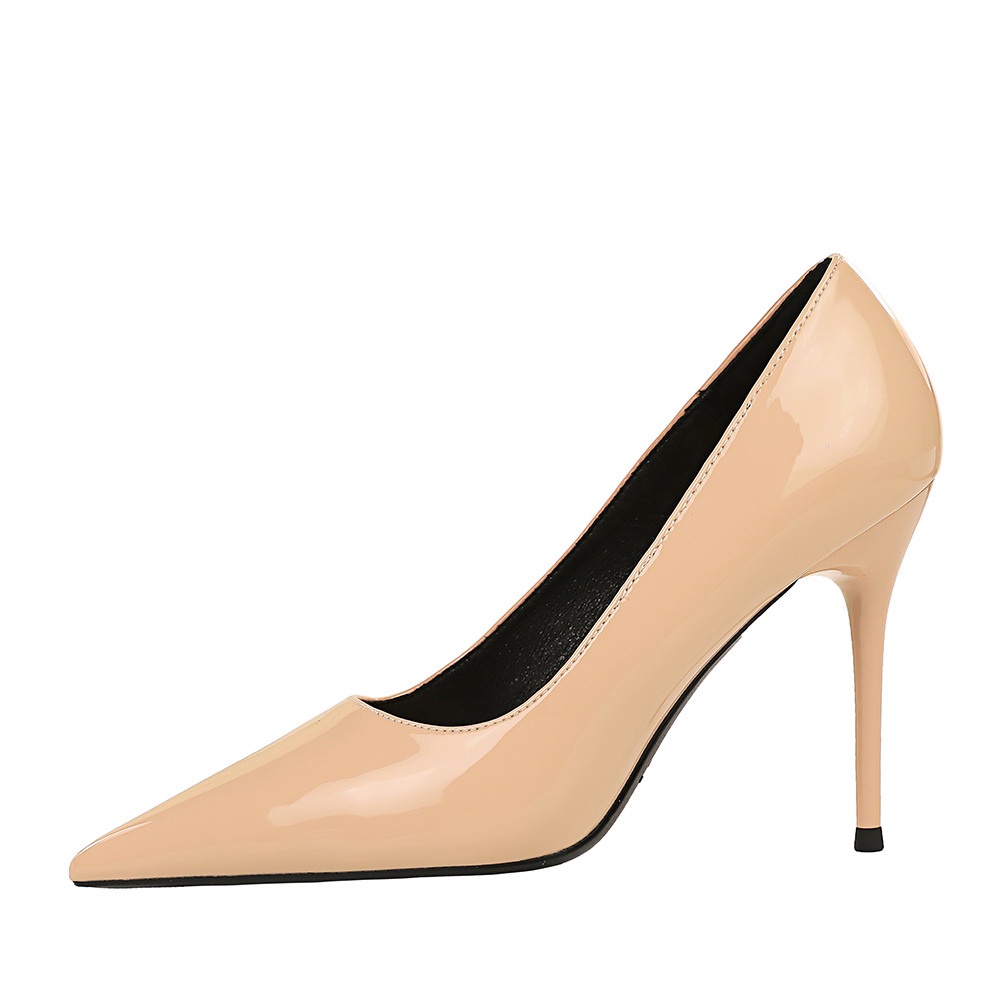 Giày cao gót BIGTREE Mall-6122-8 10cm mũi nhọn chất liệu da bóng có size lớn cho nữ