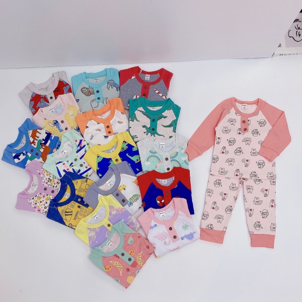 Đồ ngủ bé trai Bộ đồ dài tay bé trai thun cotton bozip 1 đến 2 3 4 5 tuổi - STDA