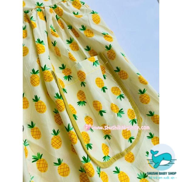 [Rẻ vô địch] Váy Hai Dây Túi Đắp Quả Dứa Vintage Lót Vai Hàng Thiết Kế Xinh Đẹp
